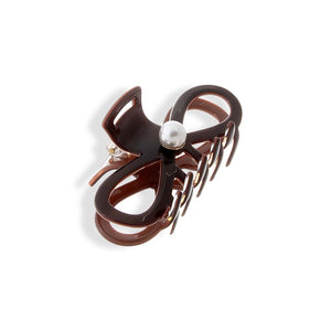 Two Tone Pearl Bow Cutout Claw Clip - Adina Eden's Jewels