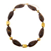 Brown Marbled Beaded Necklace with Gold - Adina Eden's Jewels