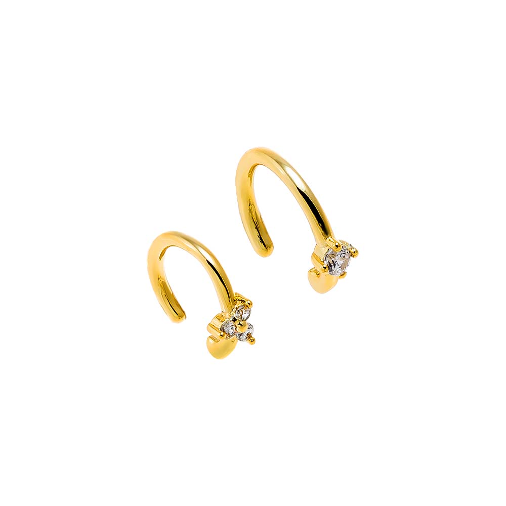 Gold / Right CZ Multi Shape Ear Cuff Combo Set - Adina Eden's Jewels