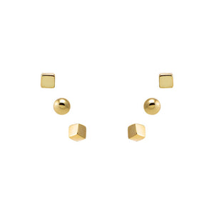 14K Gold Solid Dainty Stud Earring Combo Set 14K - Adina Eden's Jewels