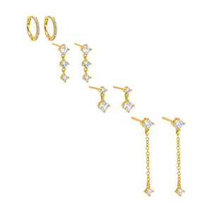 Gold Graduated CZ Drop Earring Combo Set - Adina Eden's Jewels