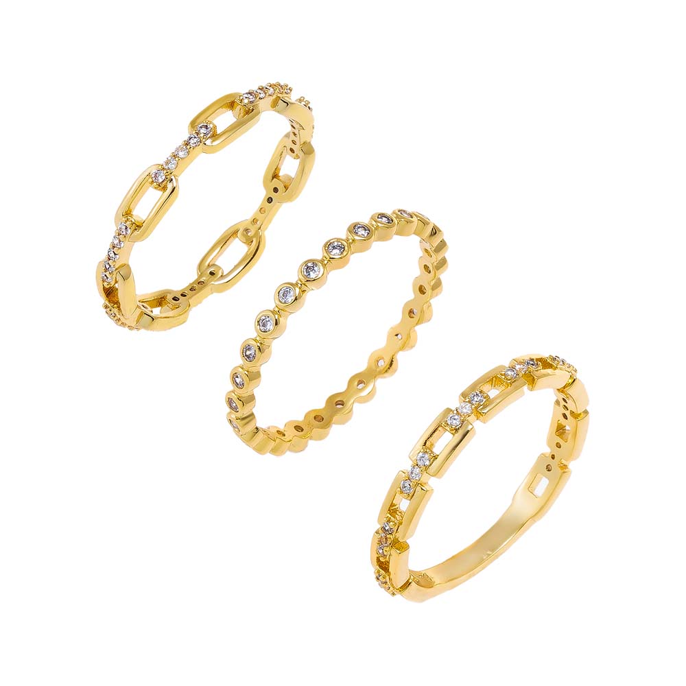 Gold / 6 CZ Dainty Stacking Rings Combo Set - Adina Eden's Jewels