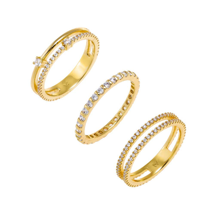 CZ Pave Stackable Band Rings Combo Set – Adina Eden