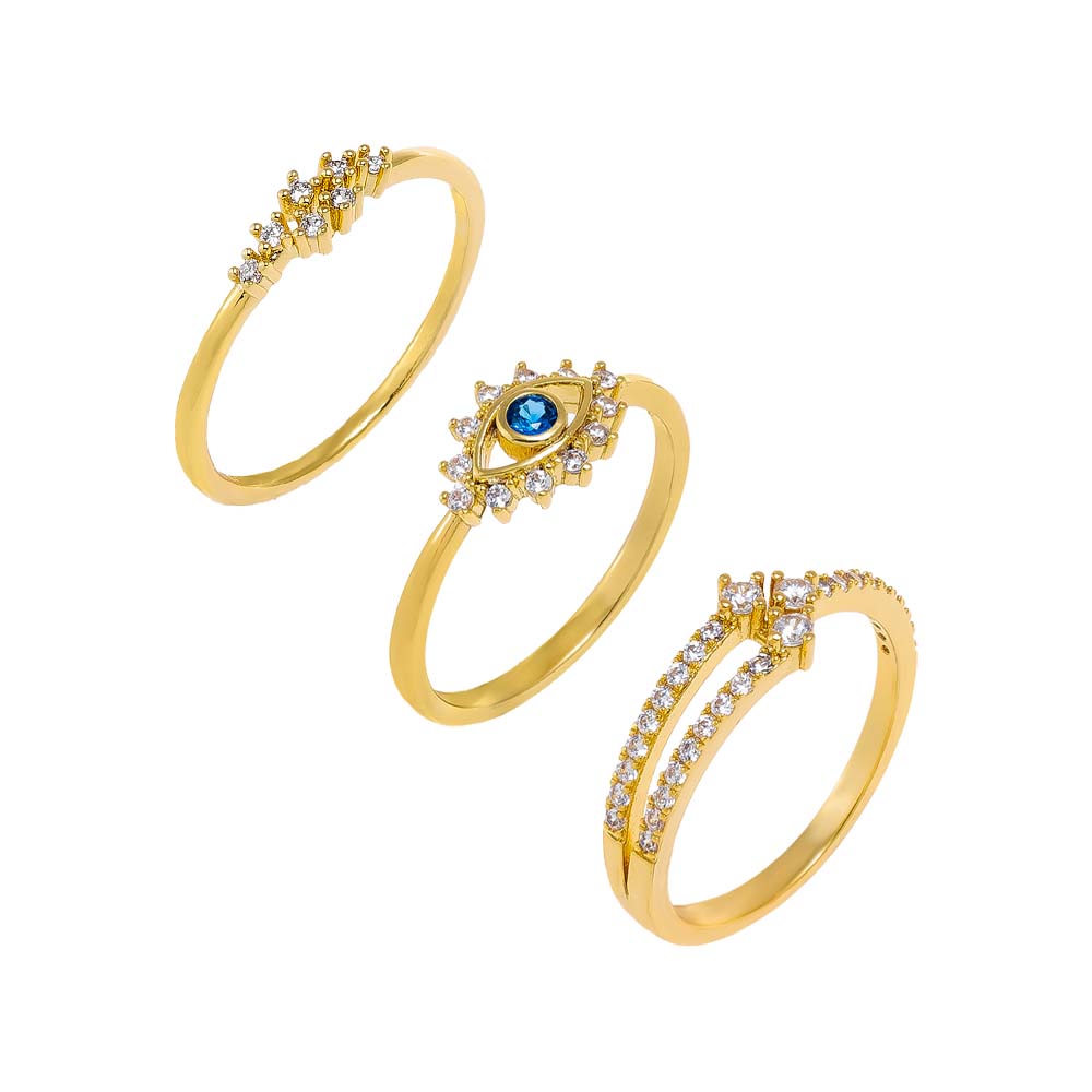 Gold / 6 CZ Mix & Match Rings Combo Set - Adina Eden's Jewels