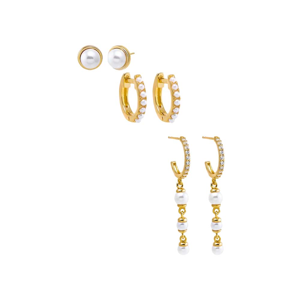 Pearl White Pearls & More Earring Combo Set - Adina Eden's Jewels