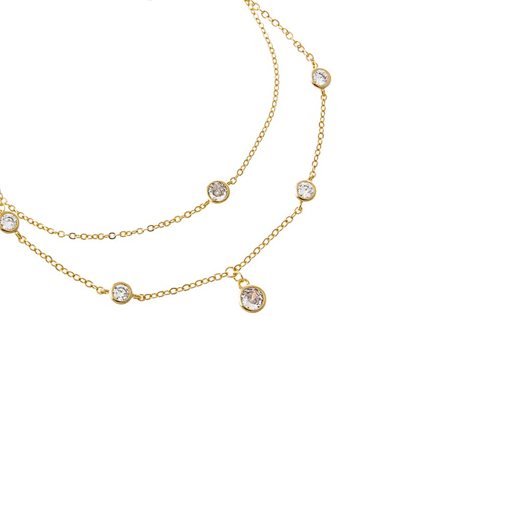 Gold CZ Bezels Bracelet Combo Set - Adina Eden's Jewels