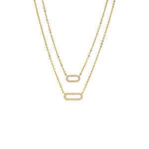 Gold Pave Graduated Open Paperclip Necklace Combo Set - Adina Eden's Jewels