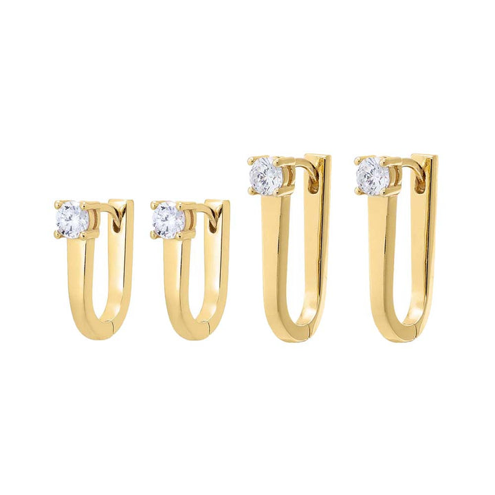 Gold CZ Graduated U Shape Huggie Earring Combo Set - Adina Eden's Jewels