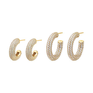 Gold Double Pave Jumbo Hoop Earring Combo Set - Adina Eden's Jewels