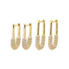 Gold Half Solid/Pave U Shape Huggie Earring Combo Set - Adina Eden's Jewels