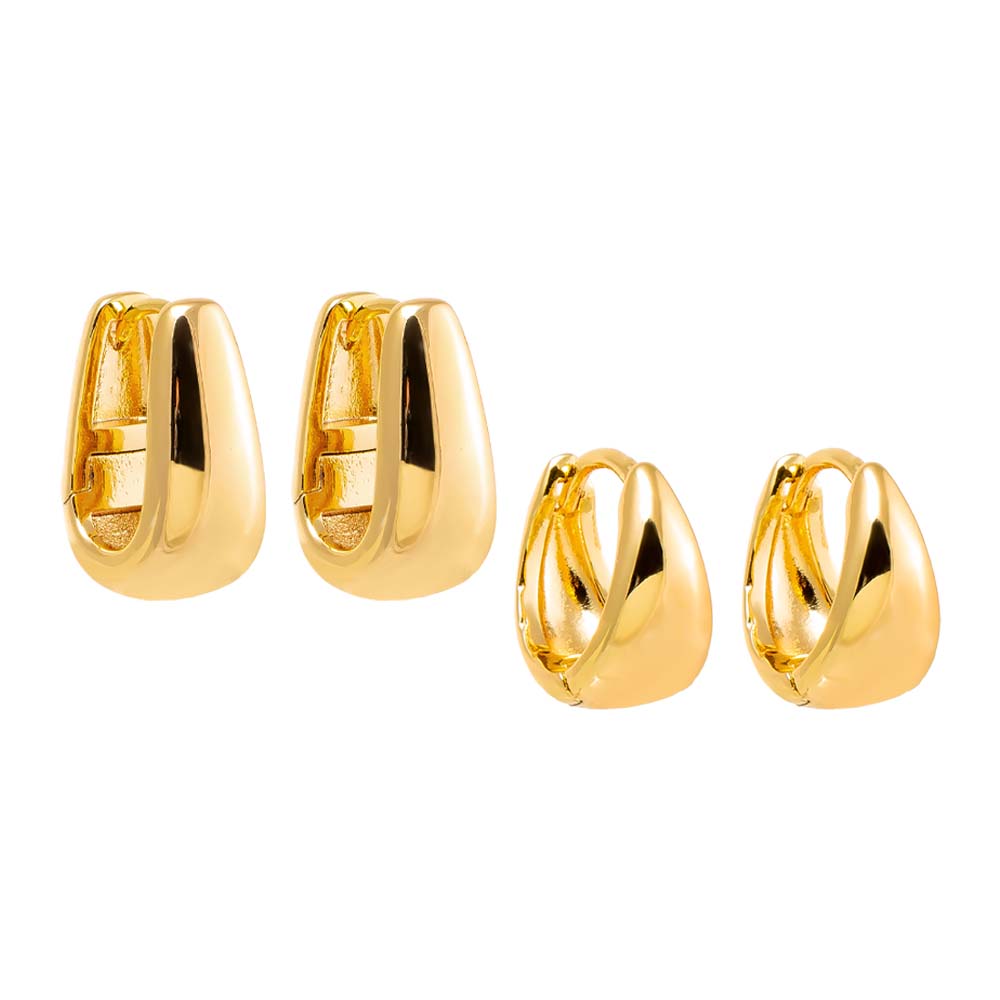 Gold The Solid Graduated Huggie Earring Combo Set - Adina Eden's Jewels