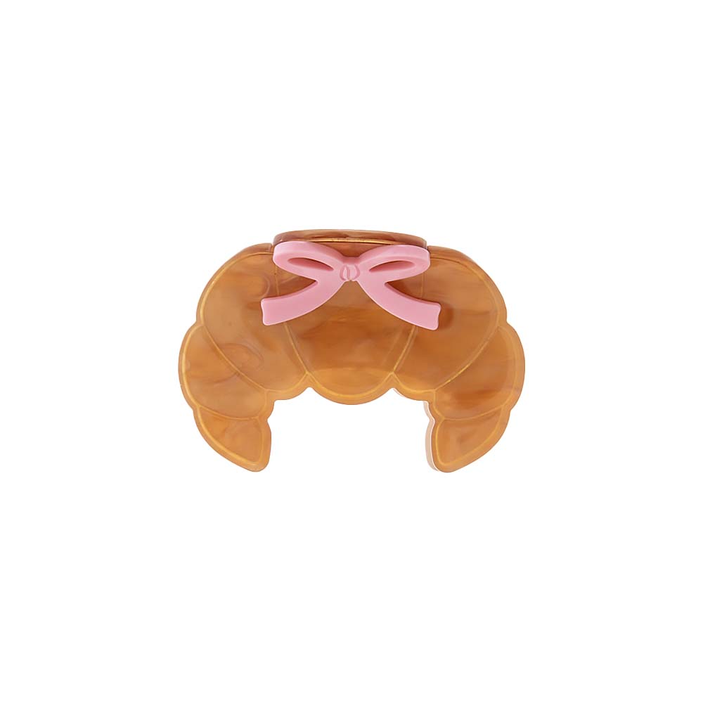 Pink/Brown Pink Bow Croissant Claw Clip - Adina Eden's Jewels