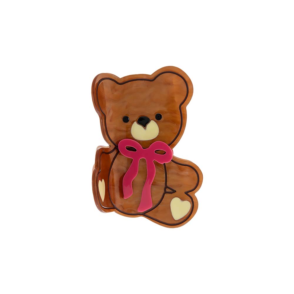 Pink/Brown Honey Bear Bow Claw Clip - Adina Eden's Jewels