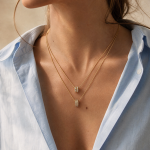 Diamond Double Row Faceted Rondelle Charm 14K - Adina Eden's Jewels