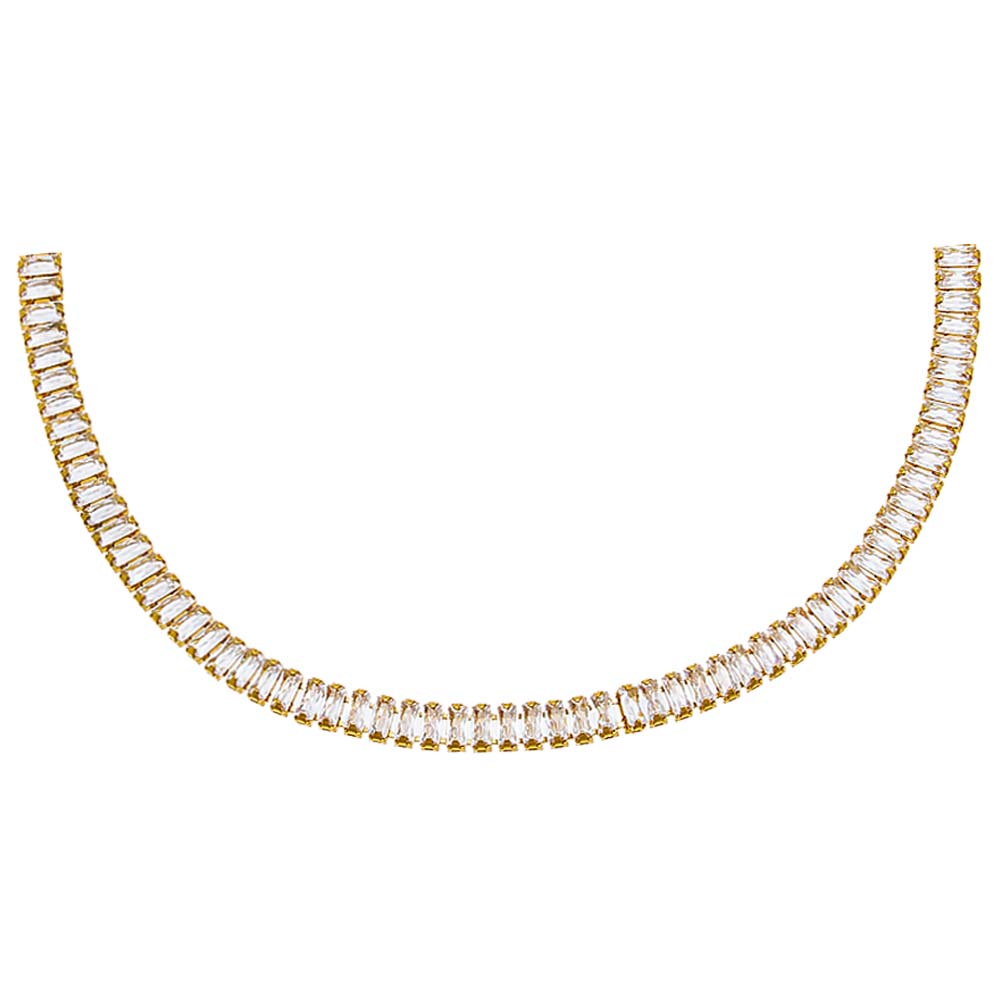 Gold CZ Baguette Tennis Choker - Adina Eden's Jewels
