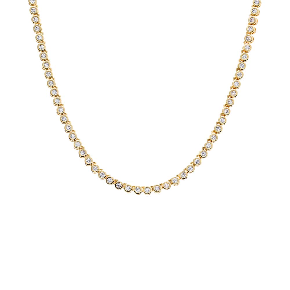 Gold / 2 MM CZ Bezel Tennis Necklace - Adina Eden's Jewels