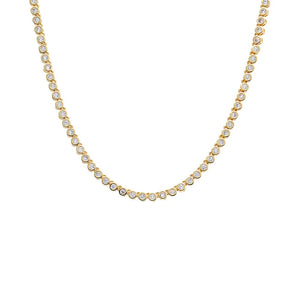 Gold / 2 MM CZ Bezel Tennis Necklace - Adina Eden's Jewels