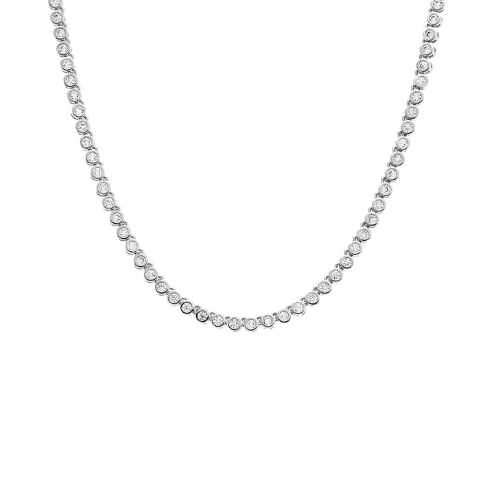 Silver / 2 MM CZ Bezel Tennis Necklace - Adina Eden's Jewels