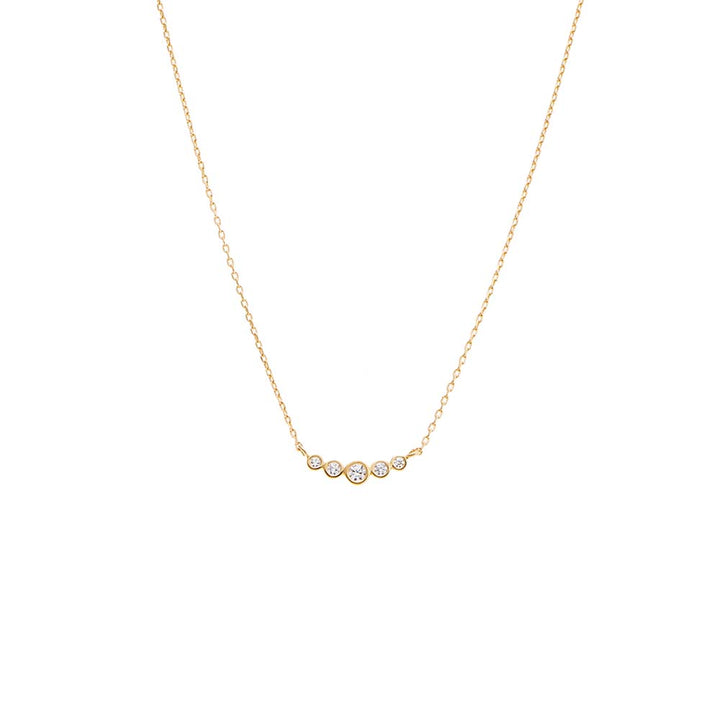 14K Gold CZ Bezel Curved Bar Pendant Necklace 14K - Adina Eden's Jewels