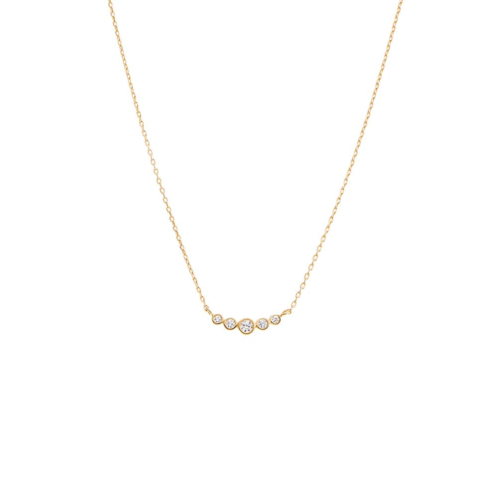 CZ Curved Bezel Bar Pendant Necklace