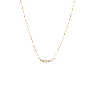 CZ Curved Bezel Bar Pendant Necklace