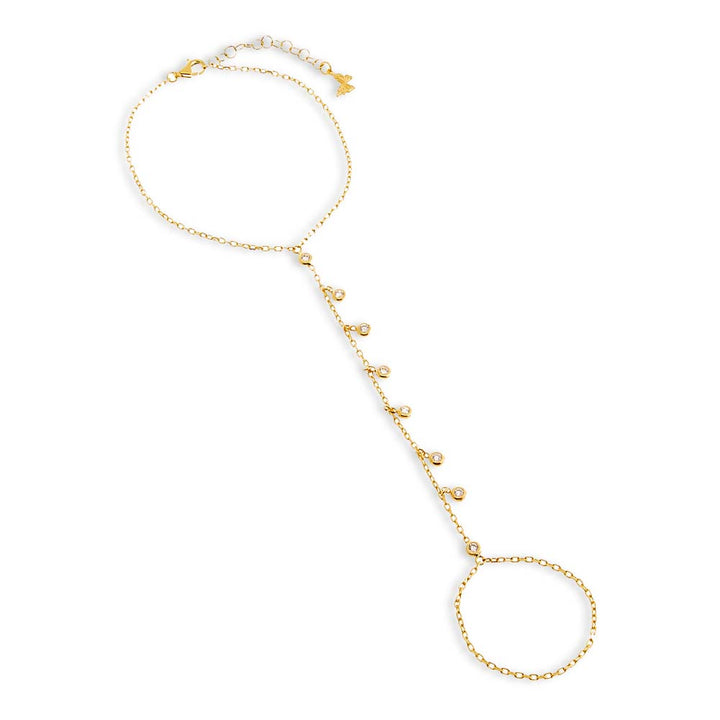 Gold CZ Bezel Shaker Hand Chain - Adina Eden's Jewels