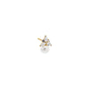 Pearl White / Single CZ Cluster & Pearl Stud Earring 14K - Adina Eden's Jewels