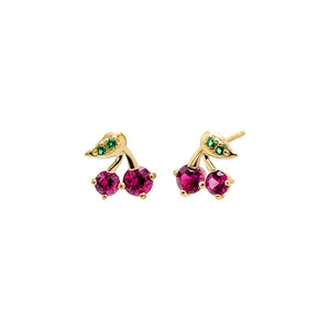 Multi-Color / Pair CZ Colored Cherry Stud Earring 14K - Adina Eden's Jewels