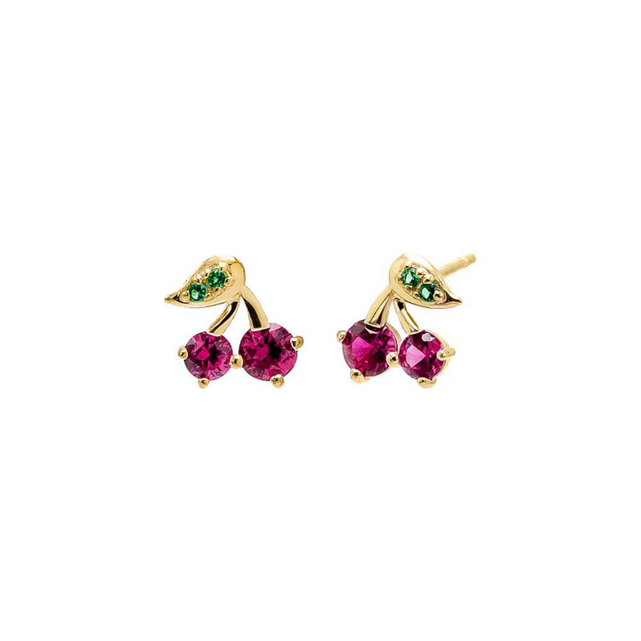 Multi-Color / Pair CZ Colored Cherry Stud Earring 14K - Adina Eden's Jewels
