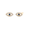 Sapphire Blue / Pair CZ Colored Evil Eye Stud Earring 14K - Adina Eden's Jewels