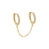 Gold Double Huggie Chain CZ Earring - Adina Eden's Jewels