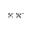 14K White Gold / Pair CZ Four Leaf Flower Stud Earring 14k - Adina Eden's Jewels