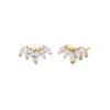 14K Gold / Pair CZ Multi Marquise Curved Stud Earring 14K - Adina Eden's Jewels