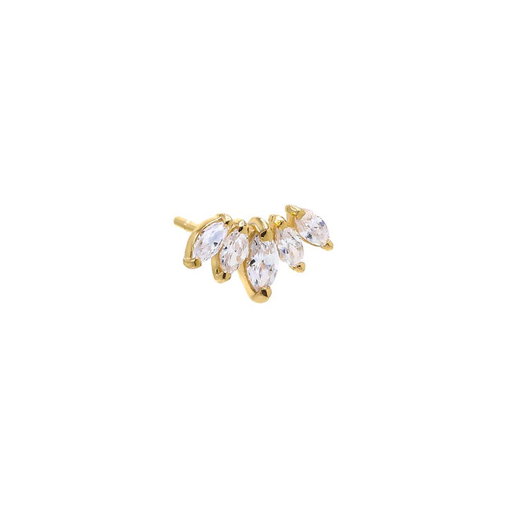 14K Gold / Single CZ Multi Marquise Curved Stud Earring 14K - Adina Eden's Jewels