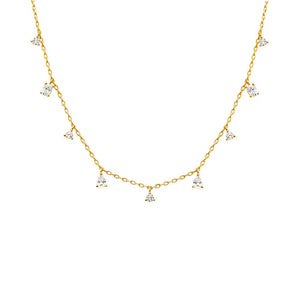 Gold CZ Multi Shape Dangling Charm Necklace - Adina Eden's Jewels