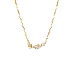 Gold CZ Multi Shape Scatered Bezel Bar Necklace - Adina Eden's Jewels