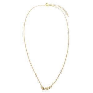  CZ Multi Shape Scatered Bezel Bar Necklace - Adina Eden's Jewels