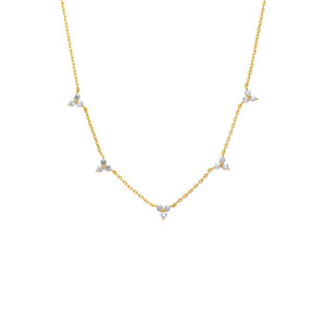 Gold CZ Multi Trio Cluster Charm Necklace - Adina Eden's Jewels