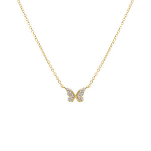 Gold CZ Pave Butterfly Pendant Necklace - Adina Eden's Jewels
