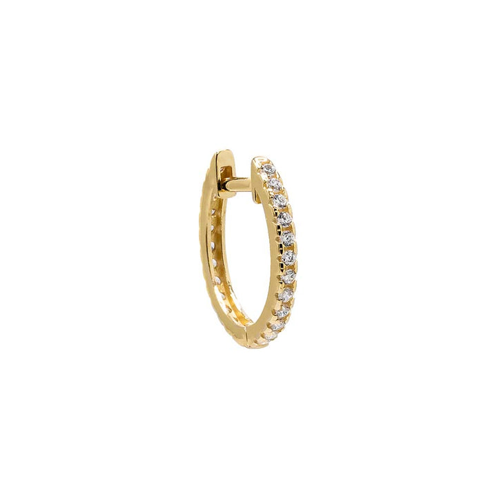 14K Gold / Single / 12MM CZ Pave Cartilage Huggie Earring 14K - Adina Eden's Jewels