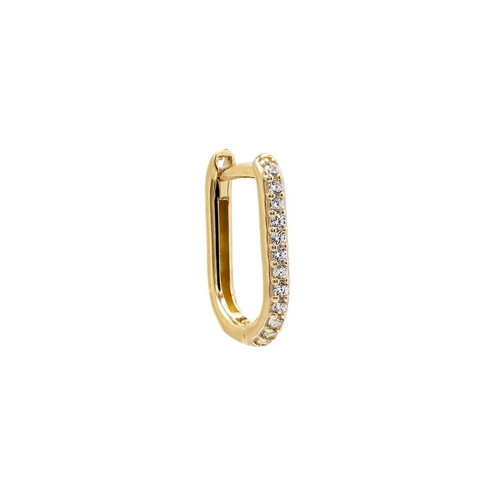 14K Gold / Single CZ Pave U-Shape Huggie Earring 14K - Adina Eden's Jewels