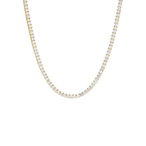 Gold / 16IN / 3MM CZ Princess Cut Tennis Necklace - Adina Eden's Jewels