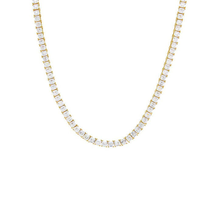 Gold / 16IN / 4MM CZ Princess Cut Tennis Necklace - Adina Eden's Jewels