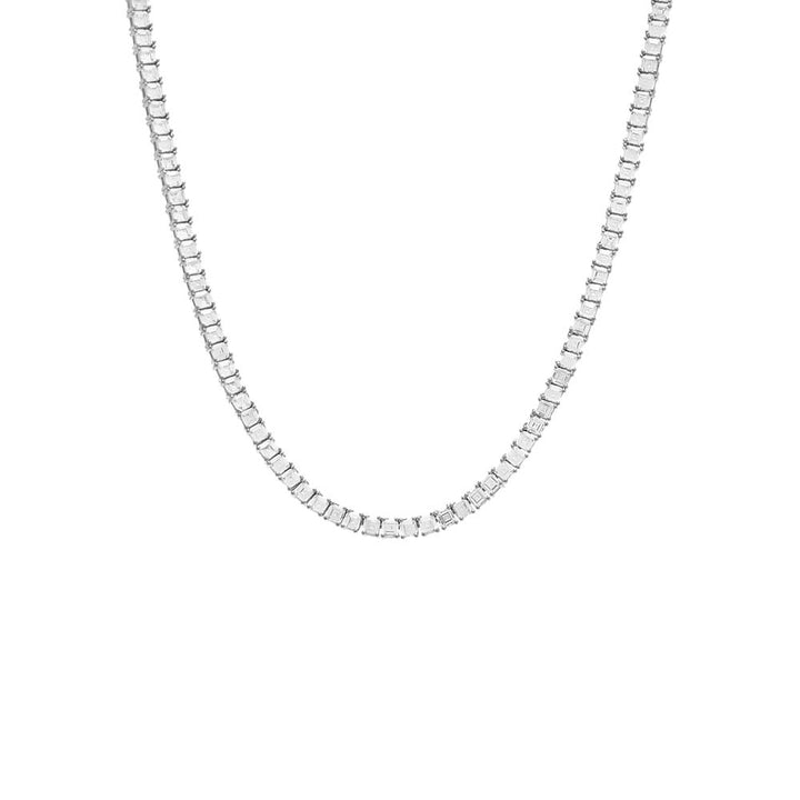 Silver / 16IN / 3MM CZ Princess Cut Tennis Necklace - Adina Eden's Jewels