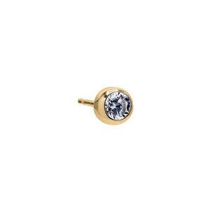 14K Gold / Single CZ Round Bezel Stud Earring 14K - Adina Eden's Jewels