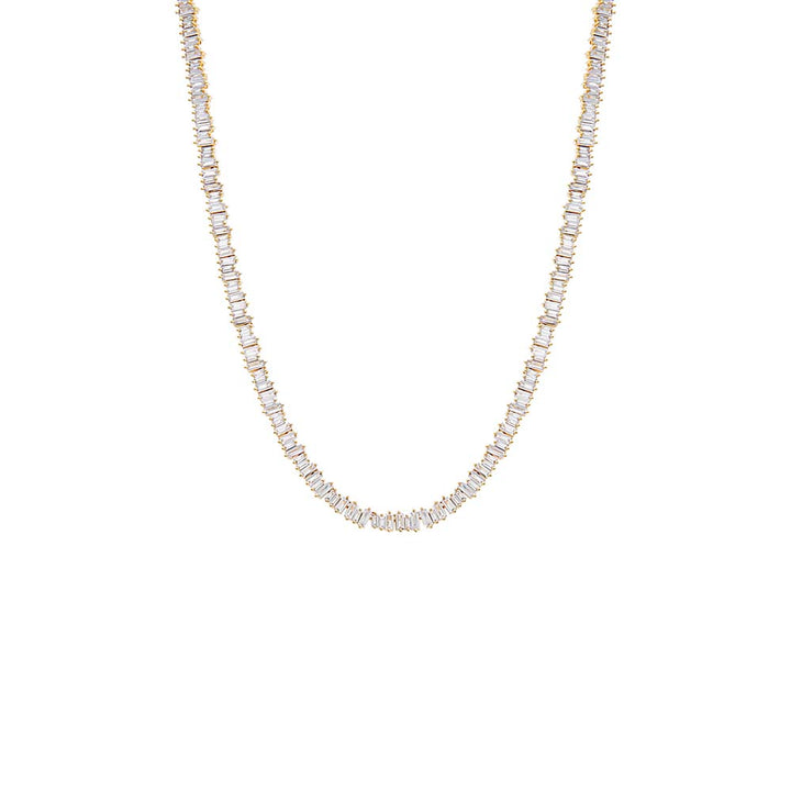 Gold / 16IN CZ Scattered Baguette Tennis Necklace - Adina Eden's Jewels