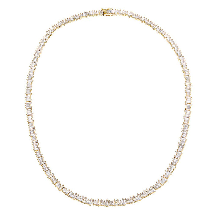  CZ Scattered Baguette Tennis Necklace - Adina Eden's Jewels