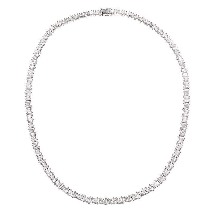  CZ Scattered Baguette Tennis Necklace - Adina Eden's Jewels