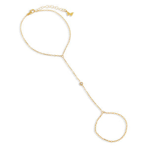 Gold CZ Single Bezel Chain Hand Chain - Adina Eden's Jewels
