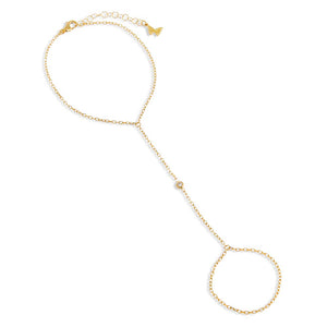 Gold CZ Mini Bezel Hand Chain - Adina Eden's Jewels